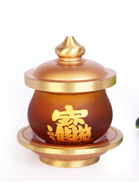 台湾古法琉璃供水杯佛前纯铜敬