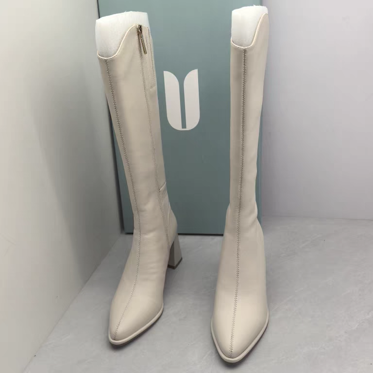 Comely康莉断码撤柜秋季真皮高跟高筒骑士靴侧拉链时尚尖头长靴女 - 图0