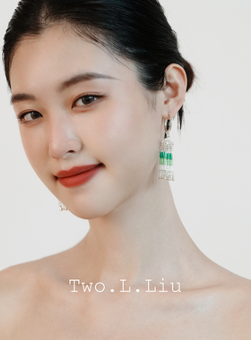 绿色流苏耳环女高级感气质百搭