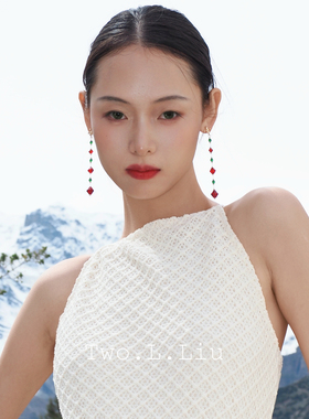Two.L.Liu文艺复兴红色气质耳环