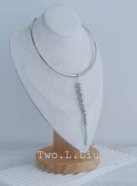 真多麻灰色珍珠璎珞项圈项链