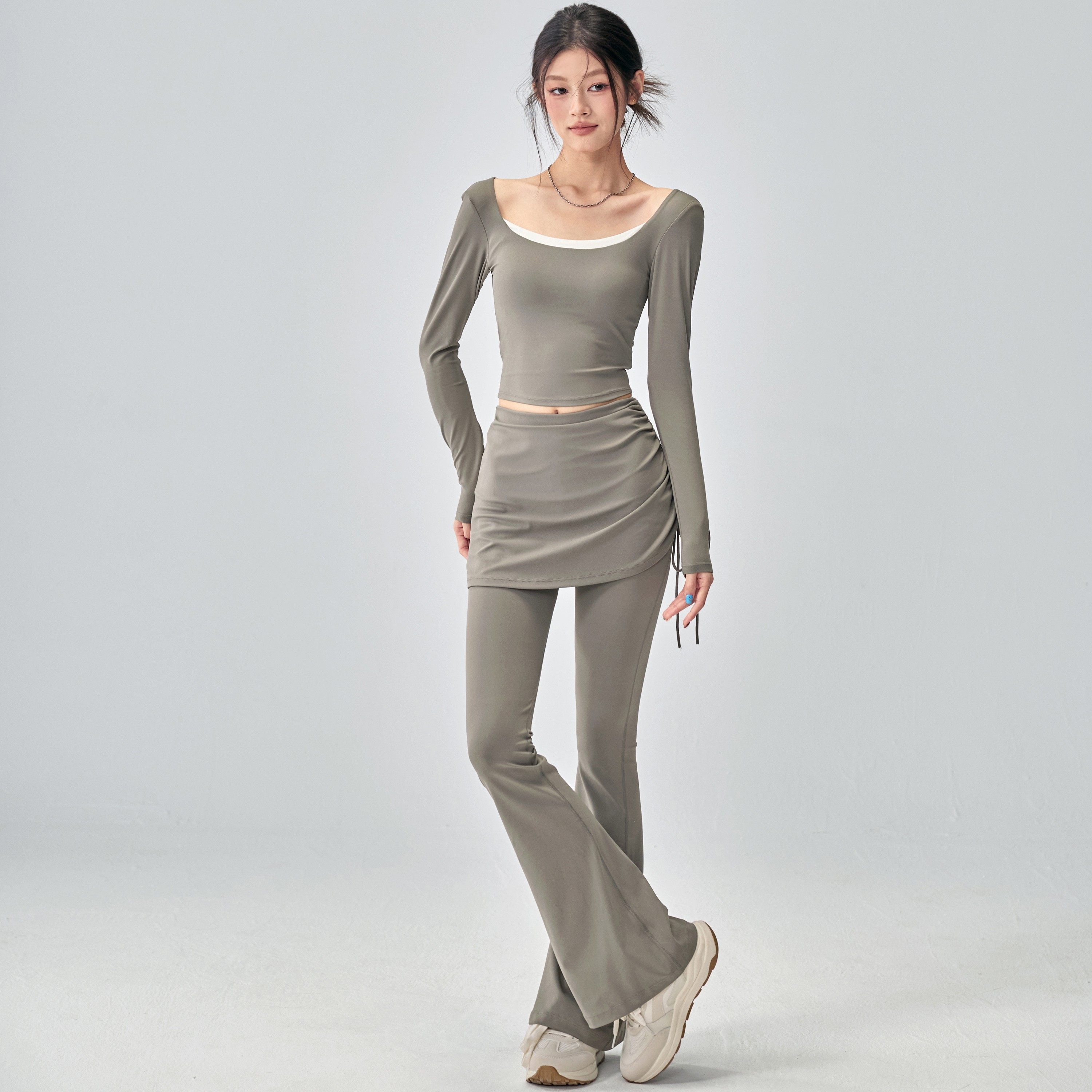 秋冬瑜伽服长袖套装女带胸垫美背显瘦运动上衣外穿普拉提健身训练,淘宝优惠券,粉丝福利购,淘宝优惠卷