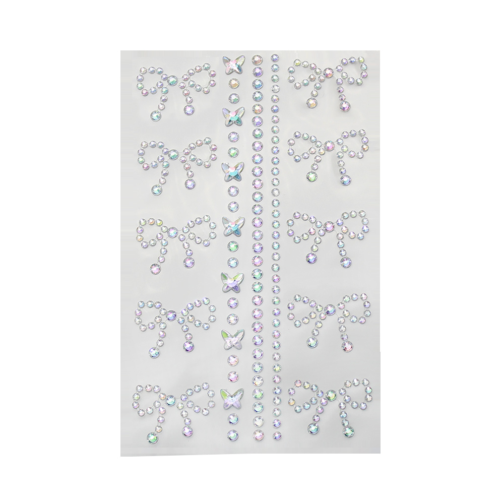 脸上贴饰品演唱会脸贴蓝色蝴蝶结妆容脸部应援妆造化妆贴纸美甲钻 - 图3