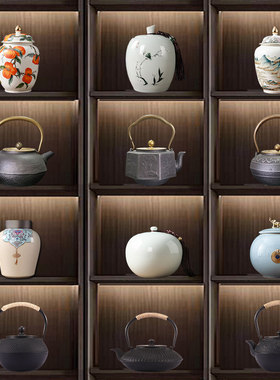 中式美学茶室陶瓷青花瓷茶叶罐
