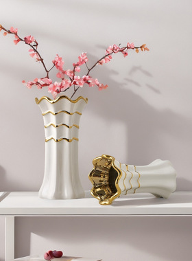 高档黑金色艺术异形花器摆件装饰