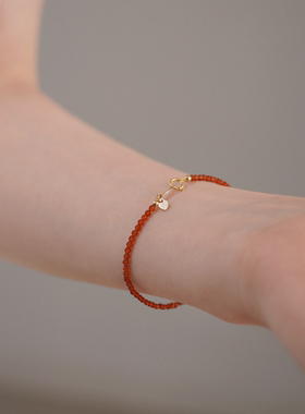 「细如红绳」极细天然红玛瑙手链