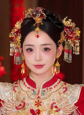 中式金红色分体套装后区秀禾