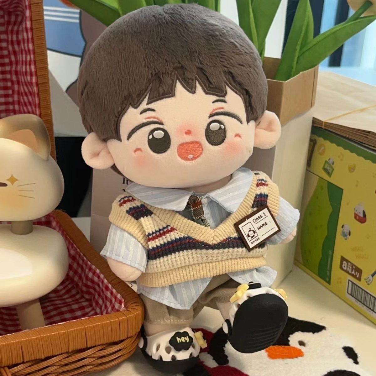 20cm棉花娃娃衣服学院风马甲套装可爱高颜值无属性公仔玩偶换装 - 图0