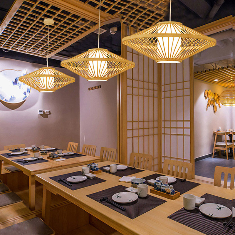 中式吊灯竹艺竹编田园餐厅饭店卧室阳台日式灯笼榻榻米灯具包邮_虎窝淘