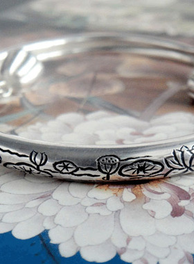 私家定制忆青莲小莲初开铃铛款银手镯-许字珍品阁-洛阳非遗