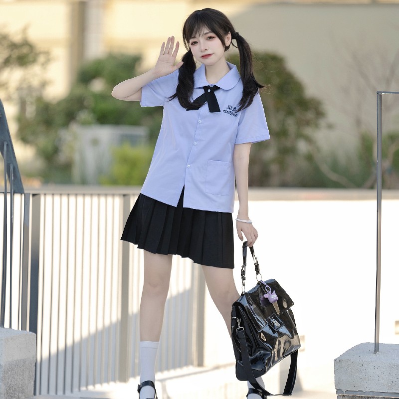 jk制服套装泰国校服娜诺短袖泰式衬衫学院风女夏初高中毕业服班服