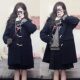 学院风jk制服牛角扣大衣秋冬校供感女中长款毛呢大衣连帽加厚外套