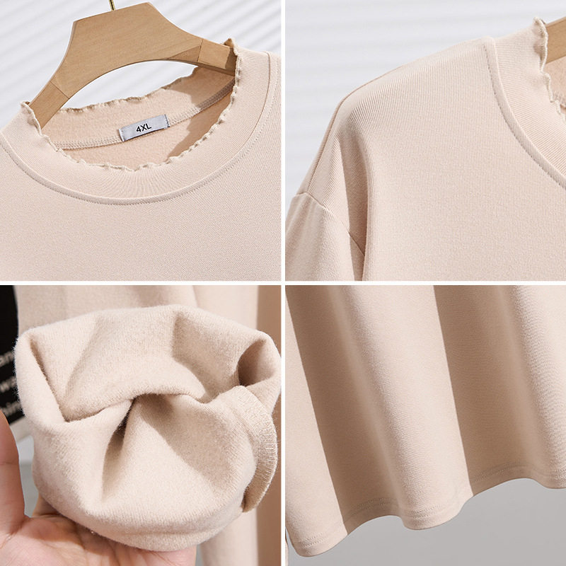 特大码300斤秋冬半高领长袖内搭打底衫女胖mm200加绒保暖T恤上衣,淘宝优惠券,粉丝福利购,淘宝优惠卷