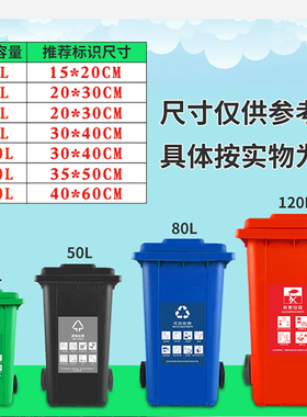 分类有害厨余可回收垃圾箱贴纸