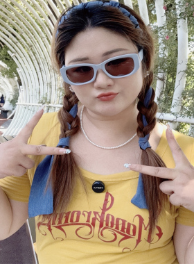 多巴胺风圆脸拍照太阳眼镜高级感