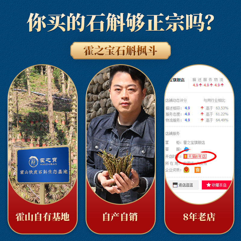 霍山原产铁皮5年生鲜条礼盒装枫斗 霍之宝石斛/枫斗