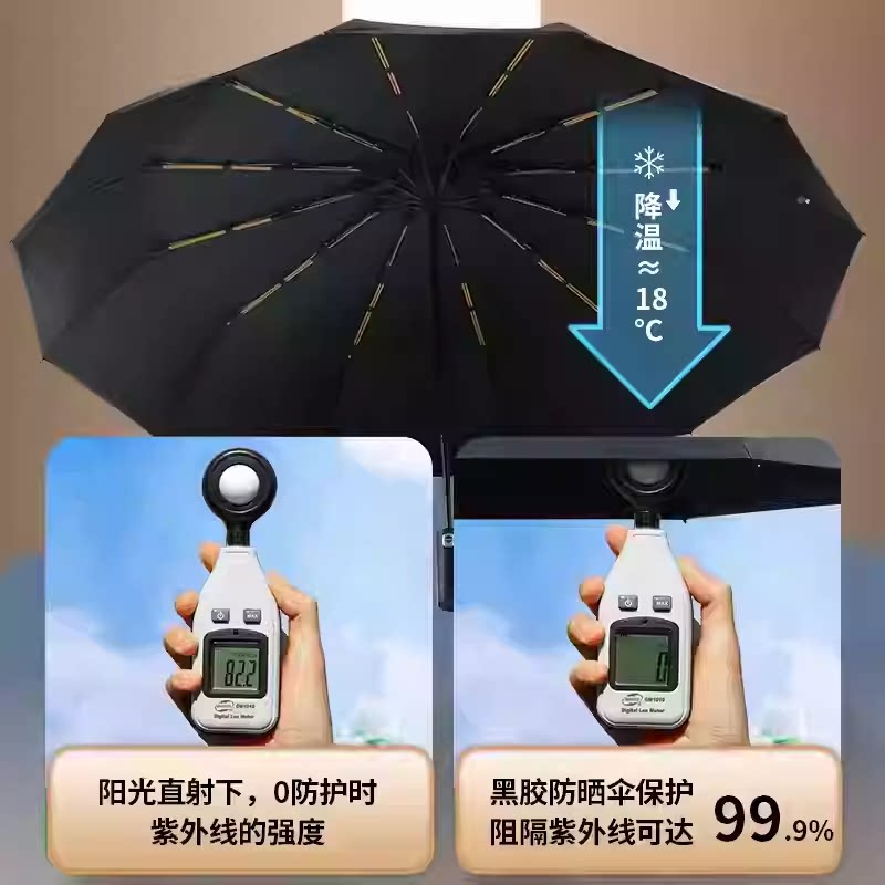 全自动晴雨两用雨伞男士黑胶双人大号遮阳加大加厚女生防风大暴雨
