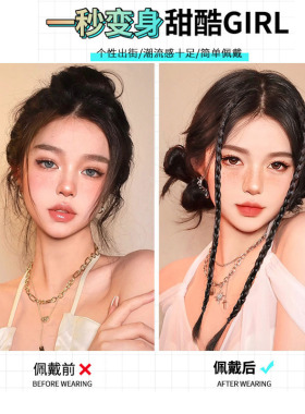 新中式编发y2k假发辫子马尾拳击辫脏辫发饰麻花辫甜酷辣妹夹子