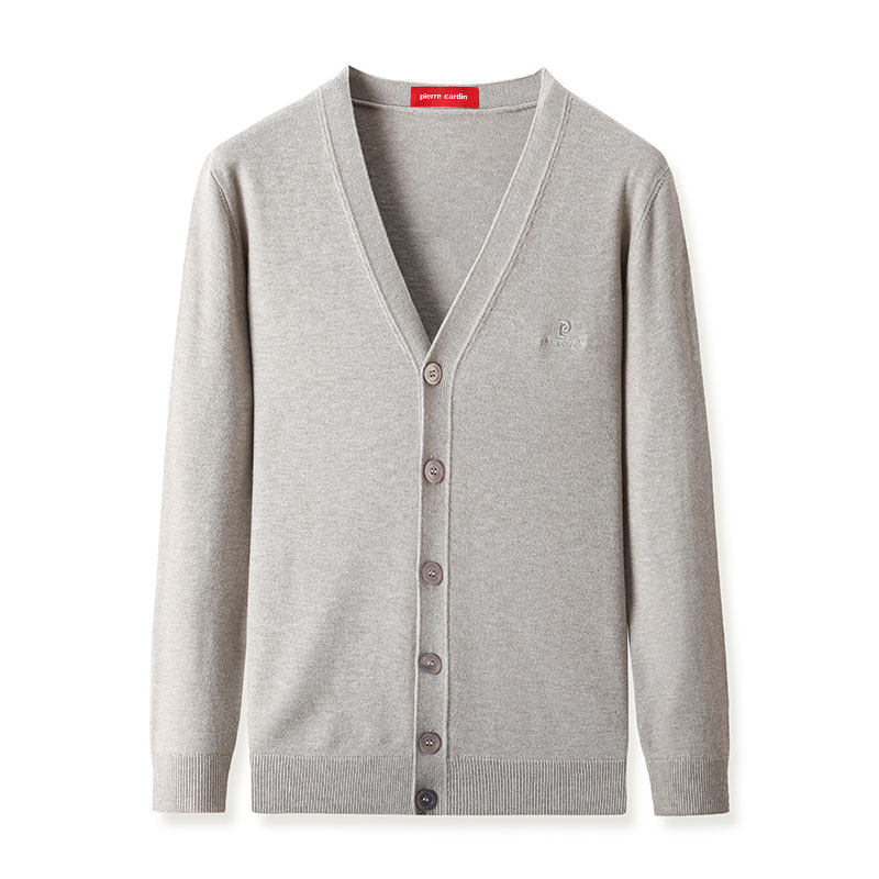 皮尔卡丹100%纯羊毛开衫男毛衣中年爸爸装针织加厚外套V领羊绒衫,淘宝优惠券,粉丝福利购,淘宝优惠卷