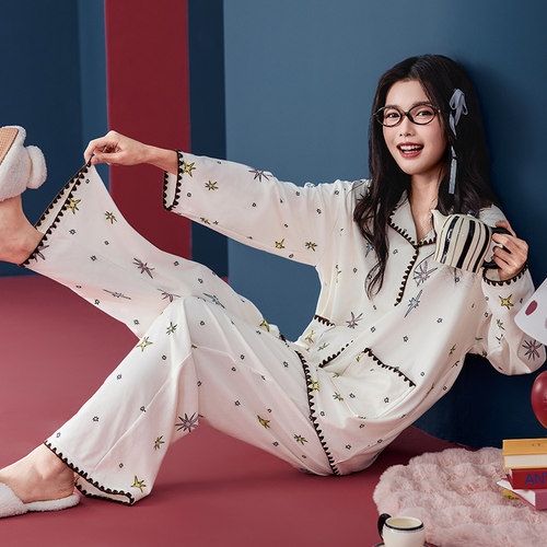 侘町2025年春秋季新款浪漫星空长袖睡衣女可外穿加厚家居服秋冬款 - 图2