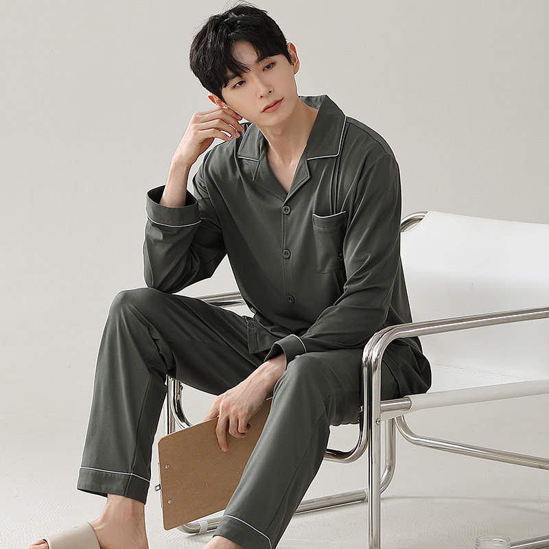 侘町2025新款春季款纯棉长袖长裤睡衣套装男款舒适休闲家居服套装,淘宝优惠券,粉丝福利购,淘宝优惠卷