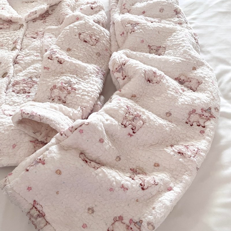 侘町奶呼小羊秋冬2025家居服新款保暖睡衣套装羊羔绒加厚女可外穿,淘宝优惠券,粉丝福利购,淘宝优惠卷