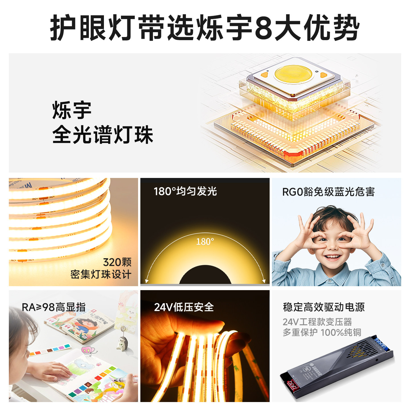 烁宇超亮COB灯带24V自粘超窄线性灯3/5mm低压LED软灯条橱柜氛围灯,淘宝优惠券,粉丝福利购,淘宝优惠卷