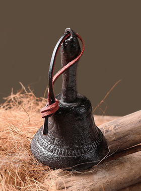 欧式简约复古做旧铸铁手摇铁铃铛家居摆件传菜铃餐桌铃摄影拍照道