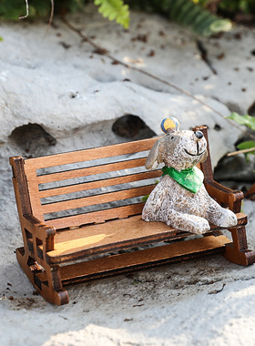 北欧复古怀旧木质摇摇椅微场景布置拍照道具治愈系小椅子桌面摆件