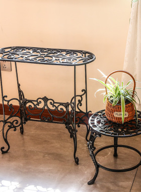 欧式复古铁艺花架多肉置物架阳台客厅室内户外庭院多层落地式摆件