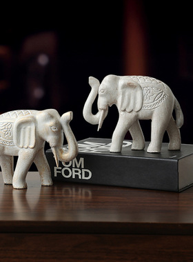 北欧简约木质大象摆件客厅酒柜电视柜玄关家居装饰品茶几办公室桌
