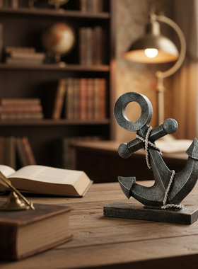 地中海风船锚罗盘酒吧装饰摆件