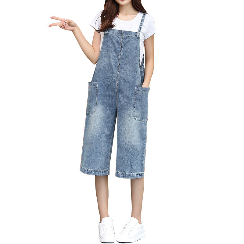 减龄韩版宽松显瘦可爱小个子背带裤 娇媛牛仔裤