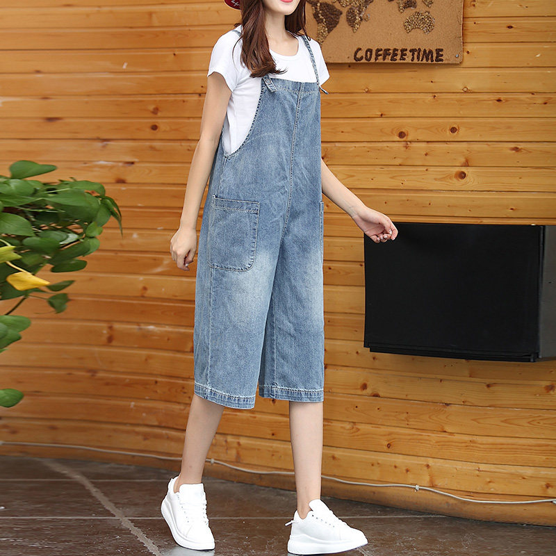 减龄韩版宽松显瘦可爱小个子背带裤 娇媛牛仔裤