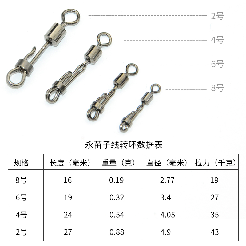 永苗正品子线转环8字环渔具配件快速子线夹连接器全金属配件