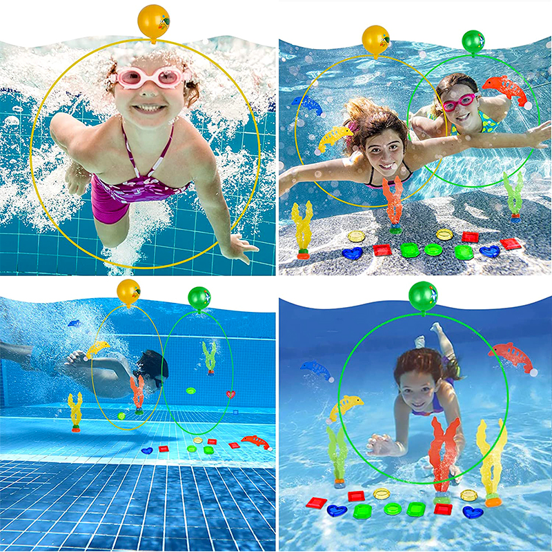儿童呼啦圈宝宝学游泳水下闭气训练钻圈加重可沉底潜水下取物玩具 - 图0