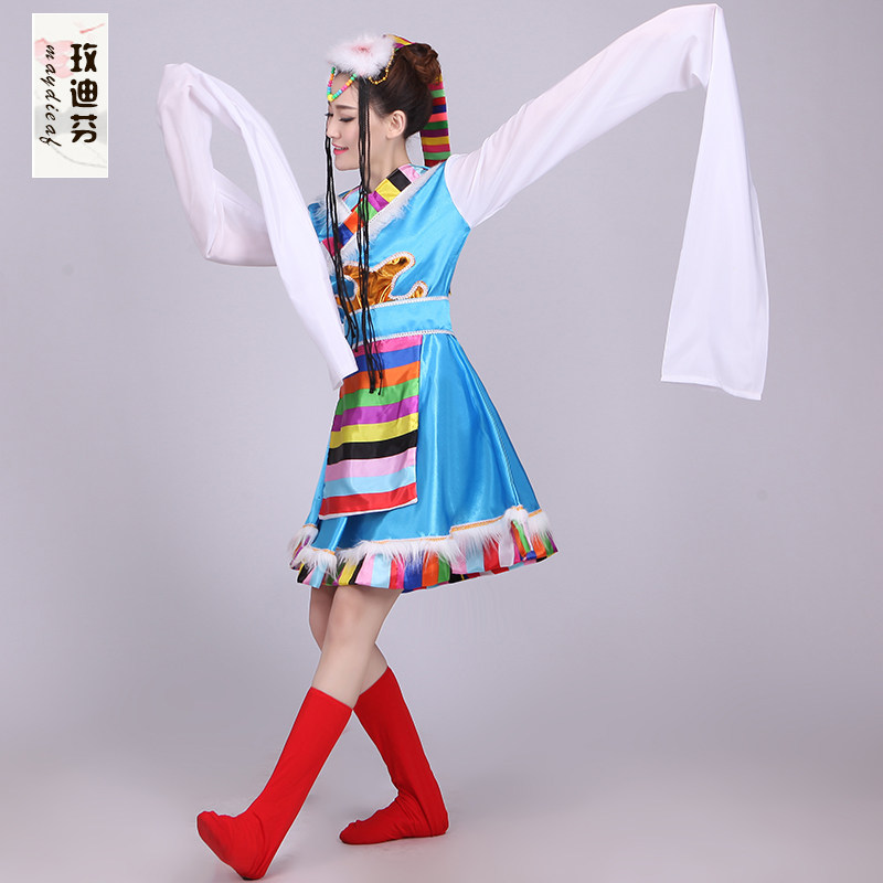 藏族舞蹈演出服装女成人水袖表演服 玫迪芬民族服装/舞台装