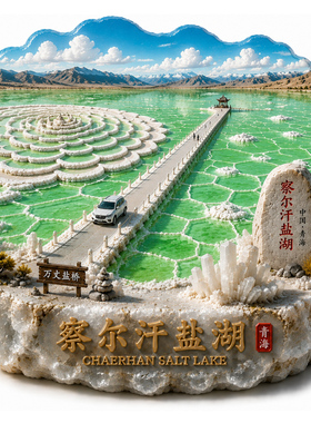 【察尔汗盐湖冰箱贴】青海文创文旅万丈盐桥公路盐花盐晶旅游打卡