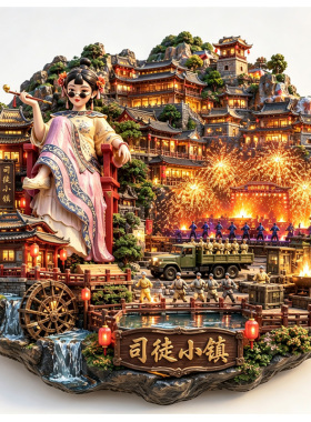 【司徒小镇冰箱贴】山西晋城文创文旅民俗古镇夜景旅游打卡磁贴潮
