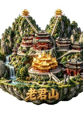 【老君山冰箱贴】河南洛阳栾川风景名胜伏牛山金顶道观磁吸伴手礼