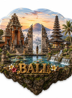【巴厘岛冰箱贴】印尼Bali天空之门文创乌布水神庙旅游打卡纪念品