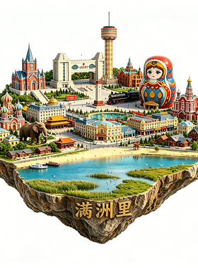 【满洲里冰箱贴】内蒙古中俄最大陆路口岸城市套娃文创磁吸贴饰潮