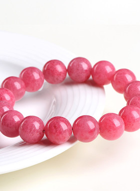 久雅水晶 天然蔷薇石手链 蔷薇辉圆珠时尚手链 厂家直销