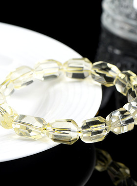 久雅水晶 天然黄水晶随型手串 柠檬水晶切面随形手链  厂家直销