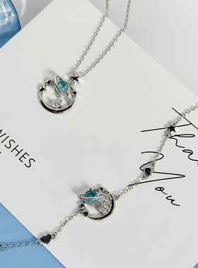 925纯银相遇冥王星手链女蓝色宇宙星球手环高级感海蓝宝手饰批发