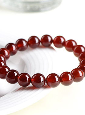 久雅水晶 天然橙红石榴石圆珠手链 时尚橙黄石榴石手串 厂家直销