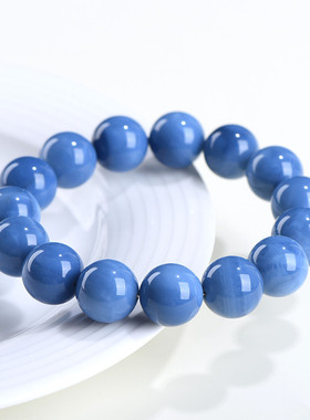 久雅水晶  天然蓝澳宝圆珠手链 蓝色奥宝石散珠手串 厂家直销