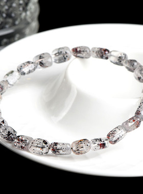 久雅水晶 天然老矿超七毒液草莓晶随型手链 彼岸花金草莓手串批发