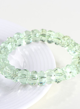 久雅水晶 天然绿水晶刻面手链 绿色切面水晶手串  厂家直销