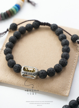 多巴胺火山石设计系列手链串珠女彩虹隔片藏银金刚杵手饰手串批发